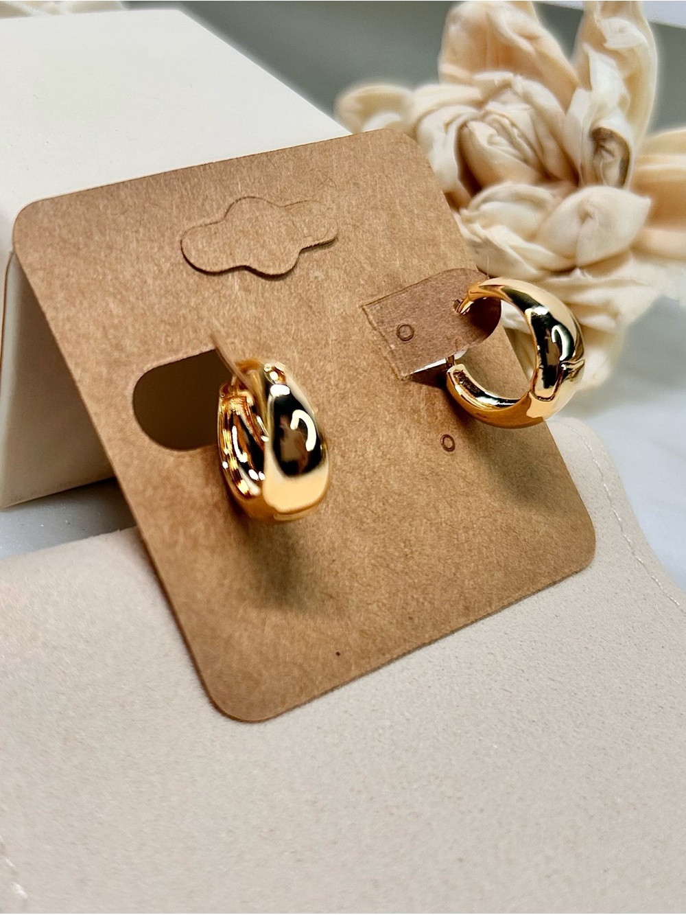 Small Gold Chunky Hoop Huggie Earrings